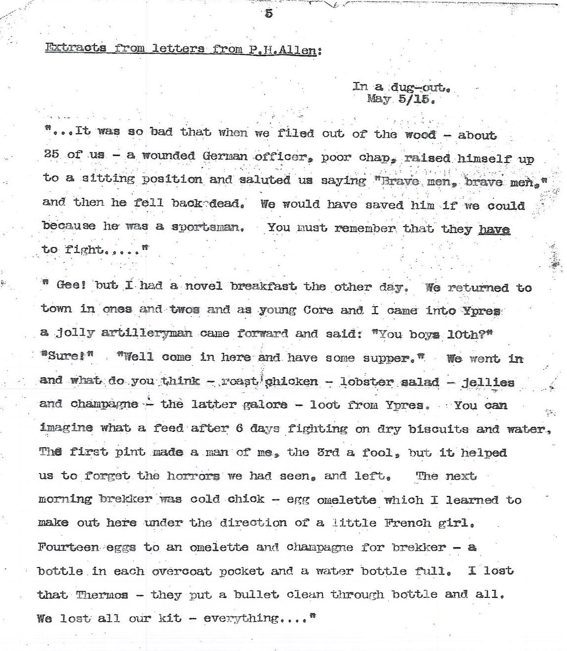 Percy Allen of Blakeney - letters from the front
